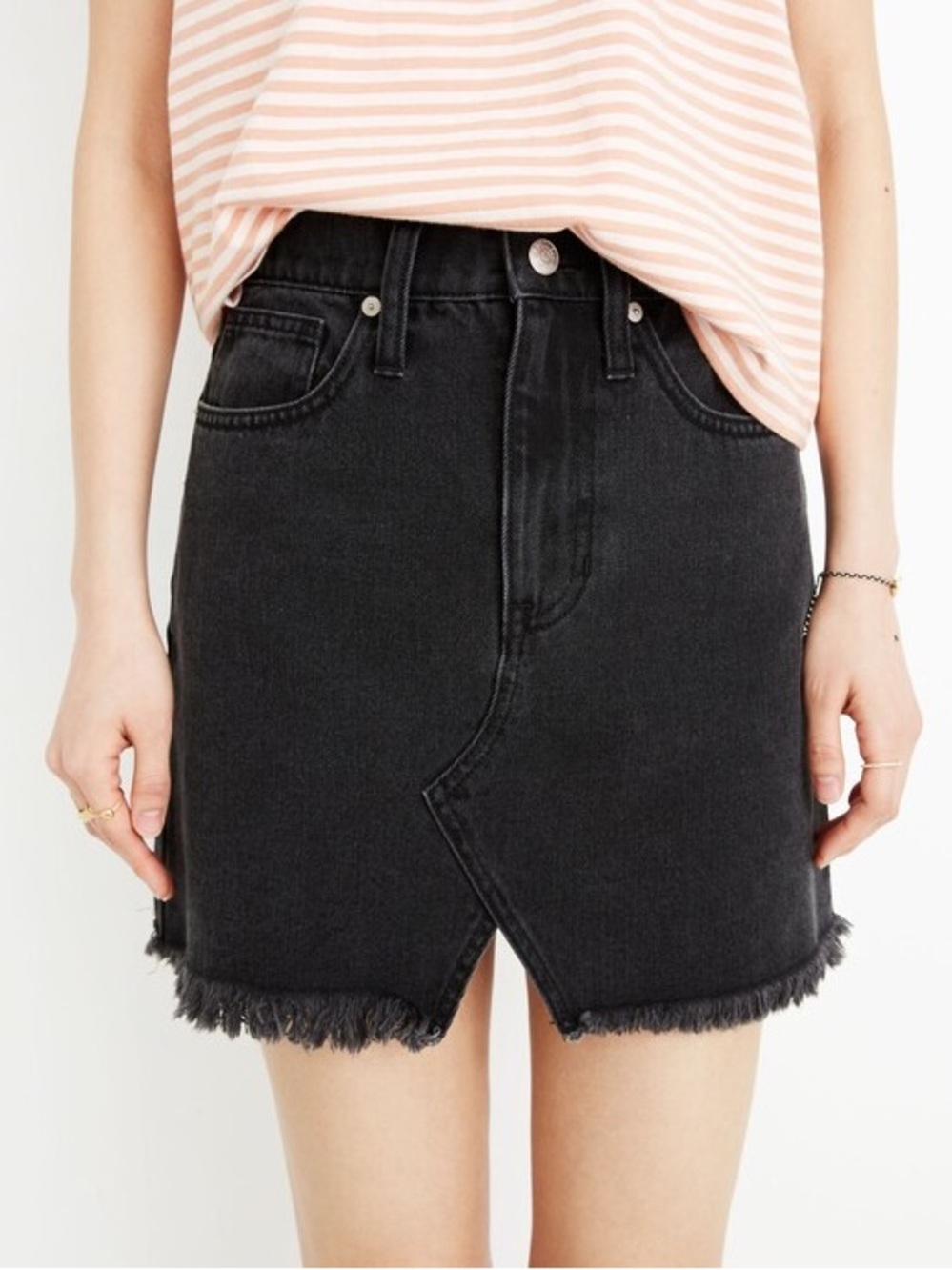 💕 MADEWELL rigid denim a line mini skirt in lunar wash cut out edition size 27